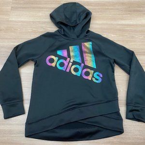 ADIDAS GIRLS METALLIC RAINBOW HOODED SWEATSHIRT